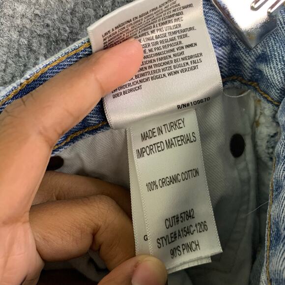 Agolde‎ 90s Pinch Jeans Women’s Sz 26 High Rise Distressed Denim Button Fly - Picture 11 of 12